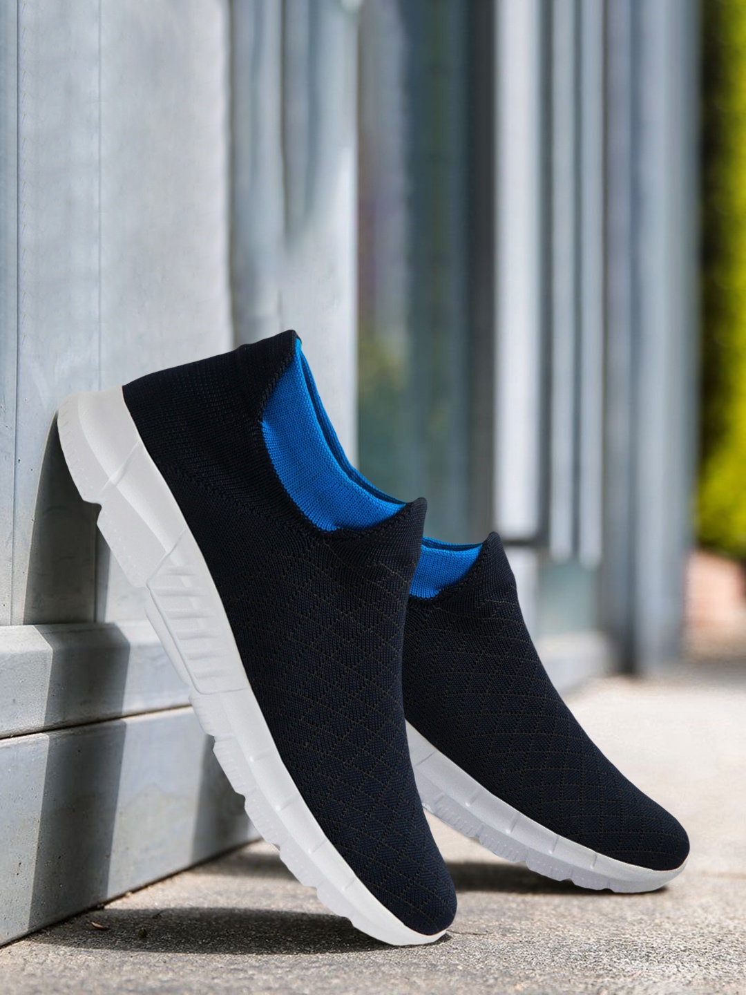 

ID Men Navy Blue Woven Design Running Shoes