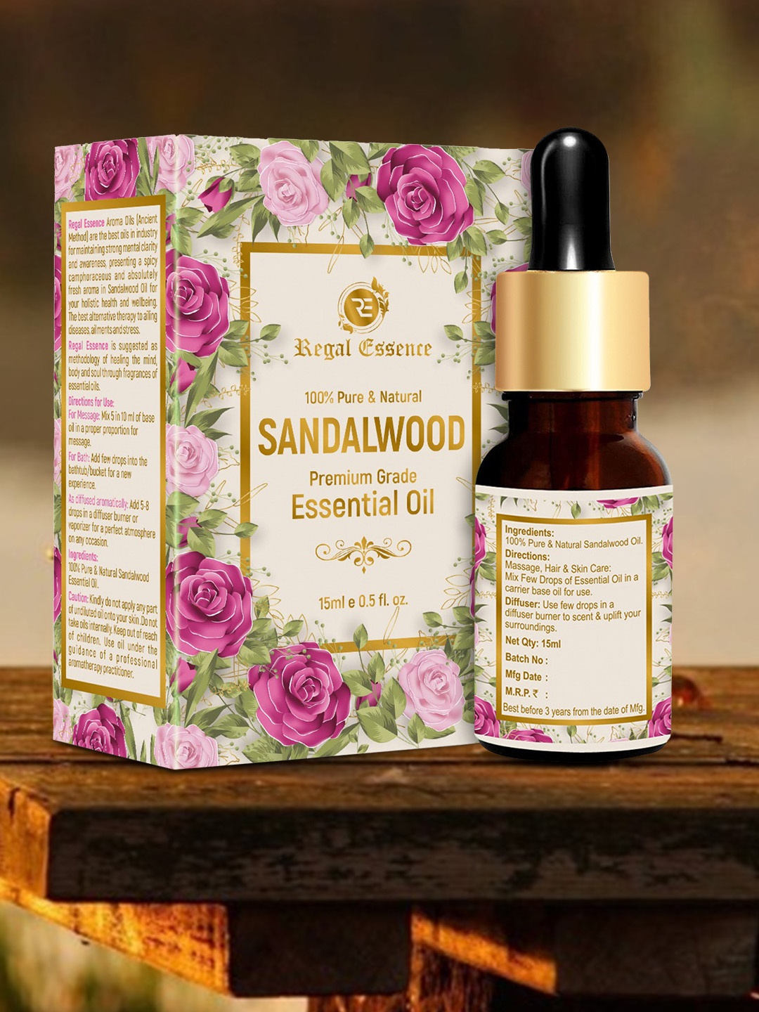 

Regal Essence Sandalwood Essential Oil For Skin & Face - 15 ml, Transparent