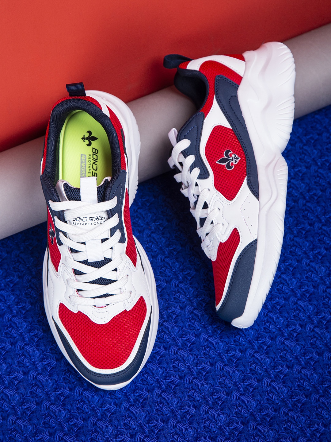 

Bond Street By Red Tape Men Red Woven Design Sneakers