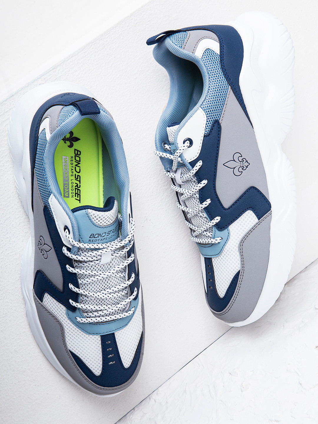 

Bond Street By Red Tape Men Blue & Grey Colourblocked Sneakers