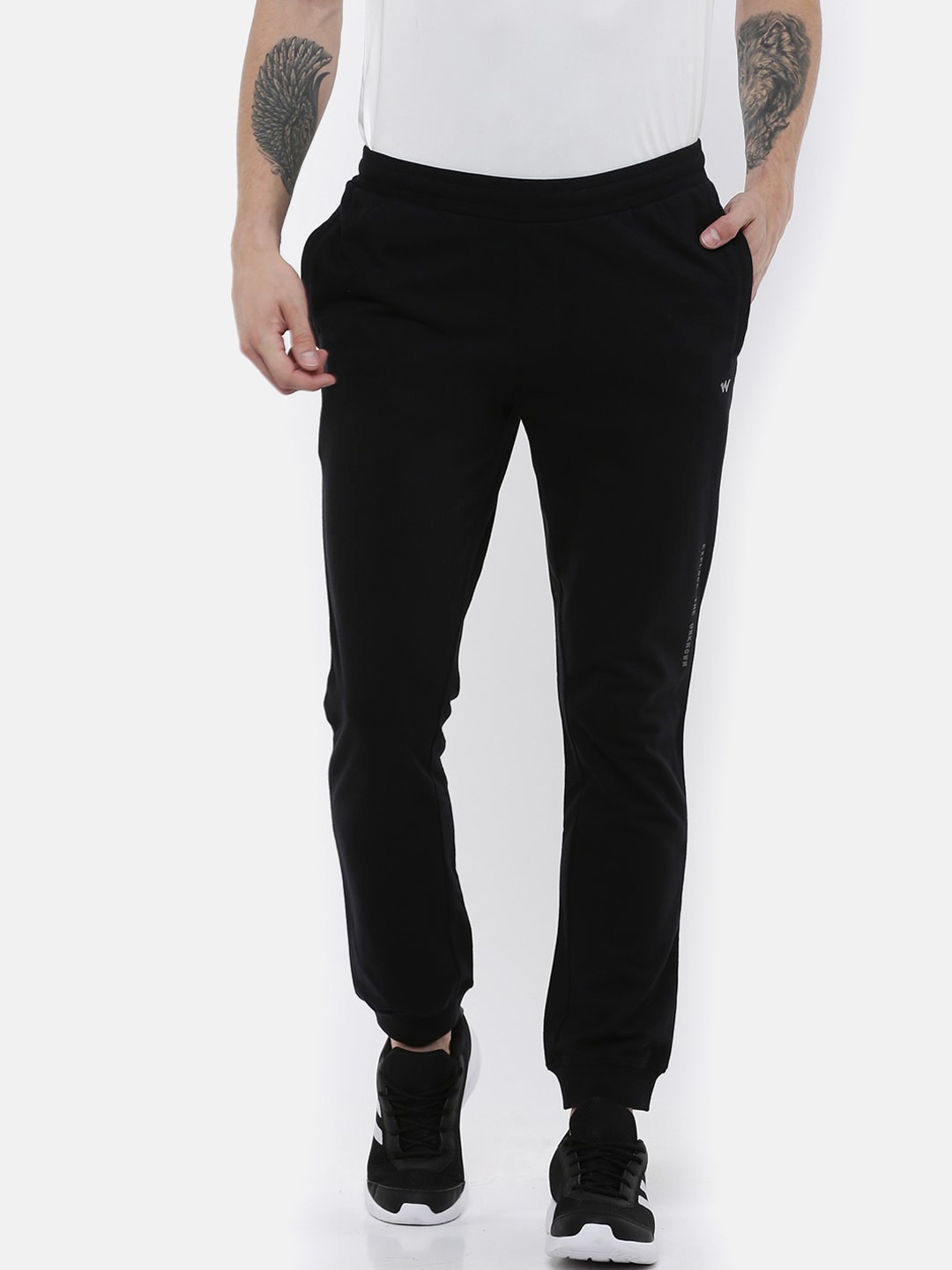 

Wildcraft Men Black Solid Cotton Track Pants