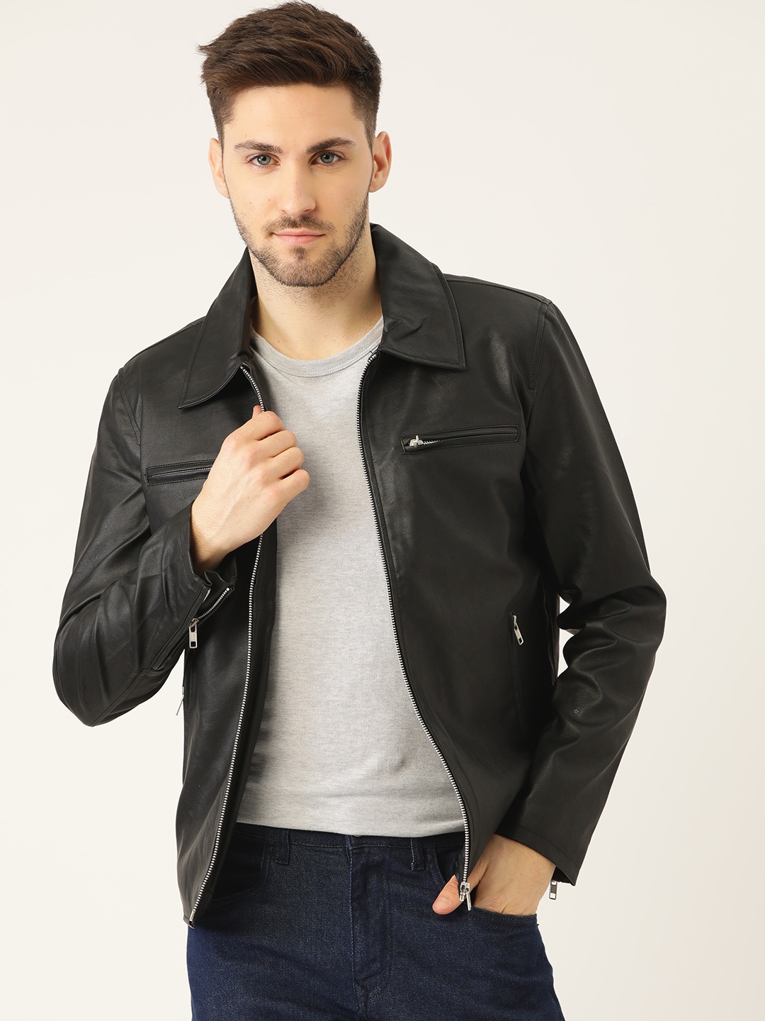 

Leather Retail Men Black Leather Jacket