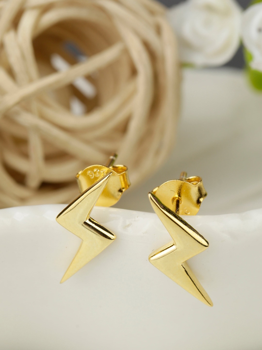 

GIVA 925 Sterling Silver 18k Gold Plated Lightning Bolt Stud Earrings