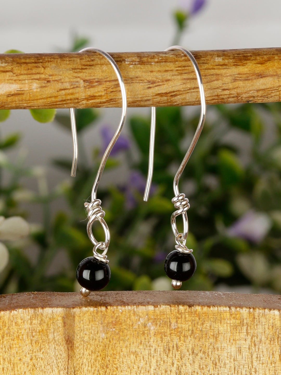 

GIVA 925 Sterling Silver Oxidised Minimal Bead Drop Earrings