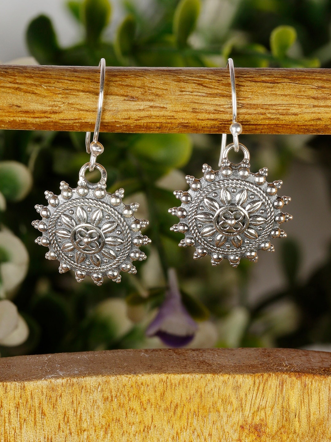 

GIVA 925 Sterling Silver Oxidised Mandala Drop Earrings