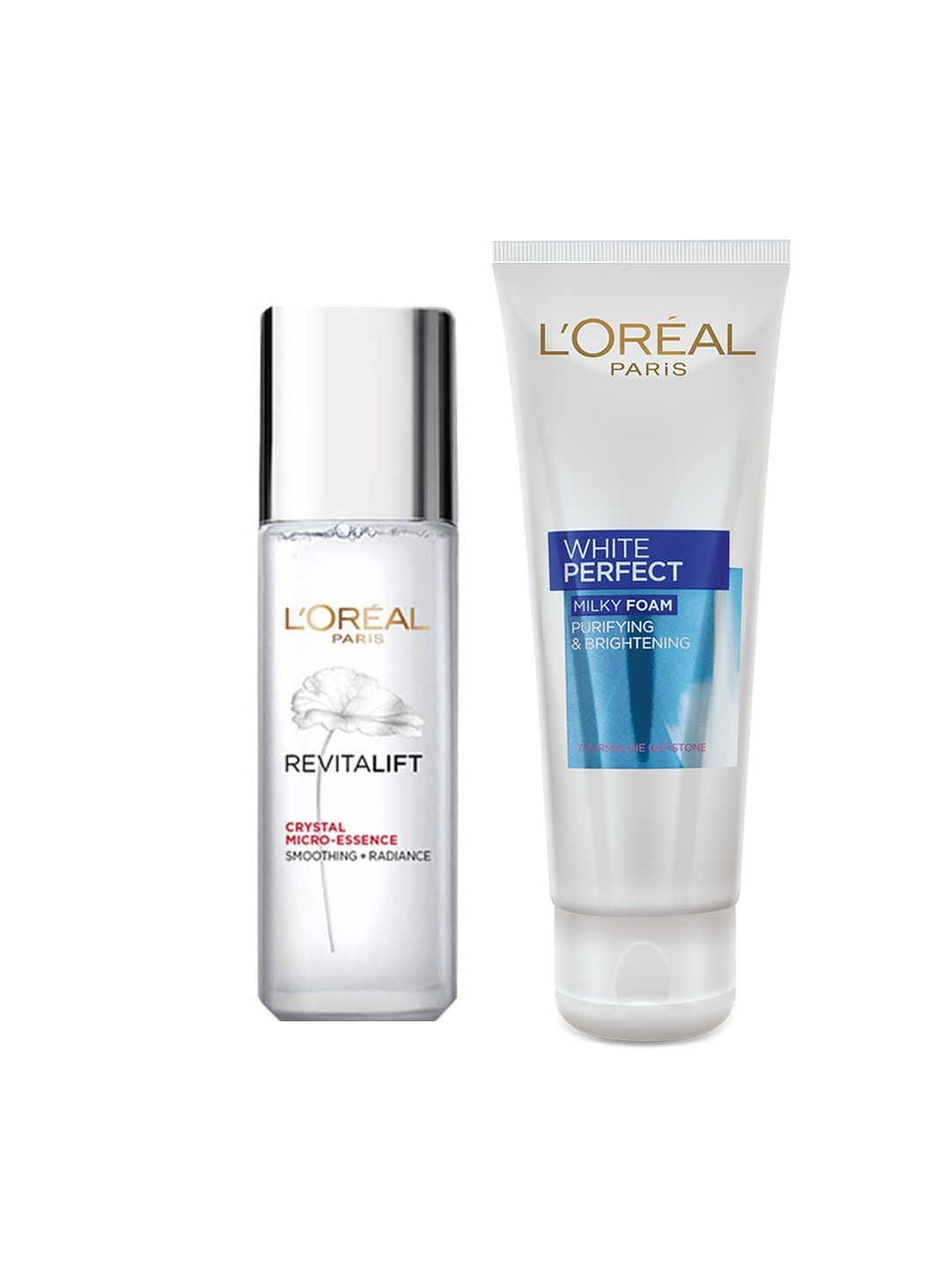 

LOreal Paris Set Of Perfect Milky Sustainable Facial Foam & Revitalift Crystal Face Serum, White