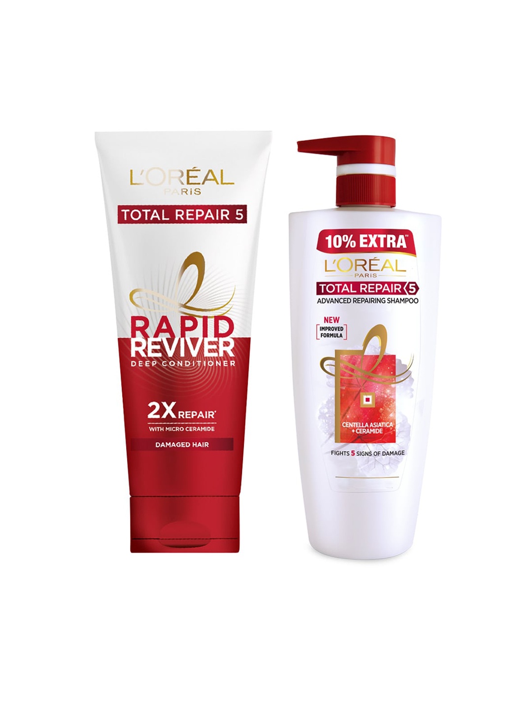 

LOreal Paris Set Of Total Repair 5 Shampoo & Rapid Reviver Total Repair 5 Conditioner, Red