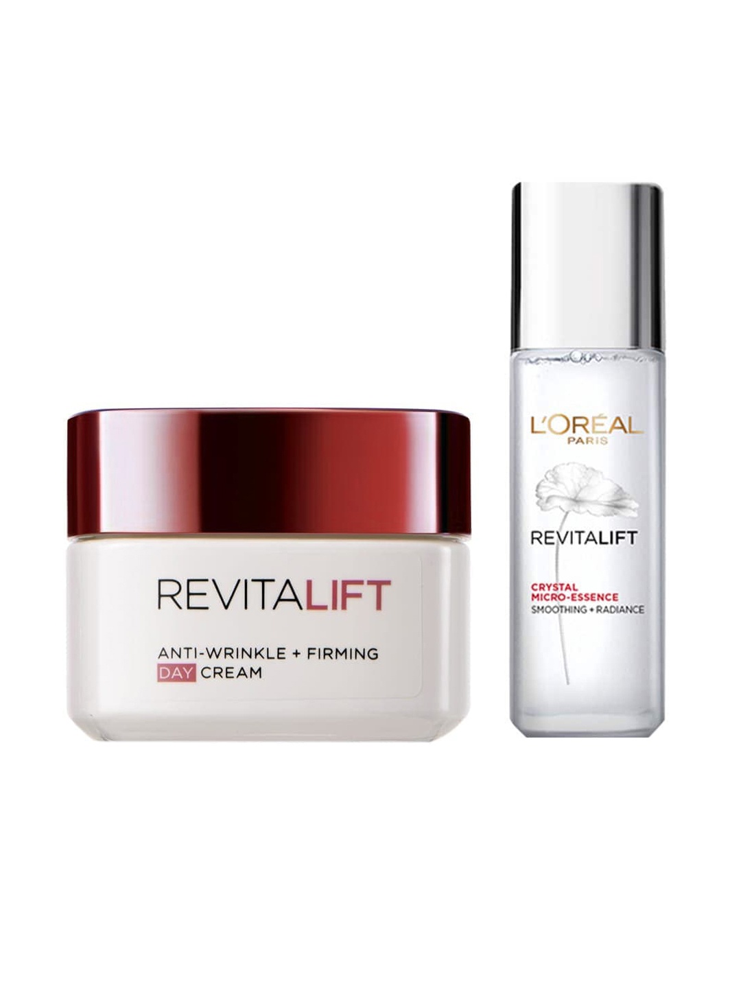 

LOreal Paris Set Of Revitalift Anti-Wrinkle & Firming Day Cream & Micro-Essence Face Serum, White