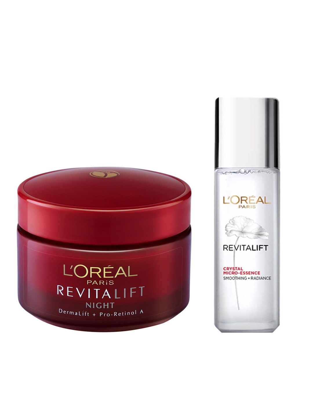 

LOreal Paris Set Of Revitalift Moisturizing Night Cream & Crystal Micro-Essence Face Serum, White