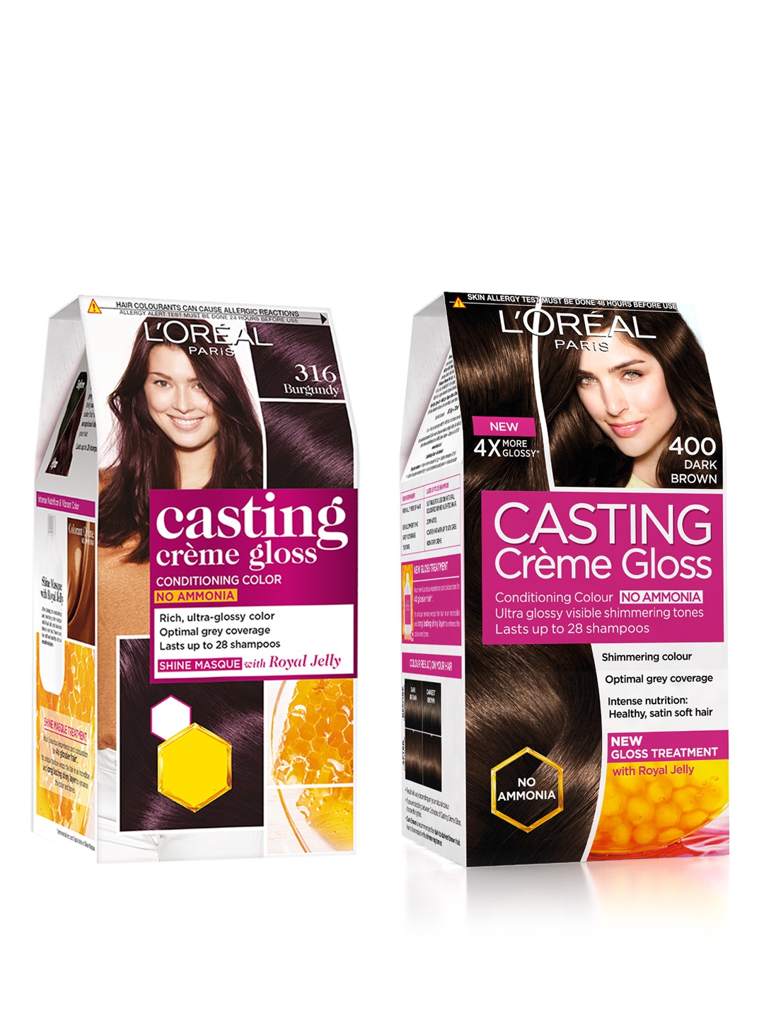

LOreal Paris Set of 2 Casting Creme Gloss Hair Colour - Burgundy 316 & Dark Brown 400