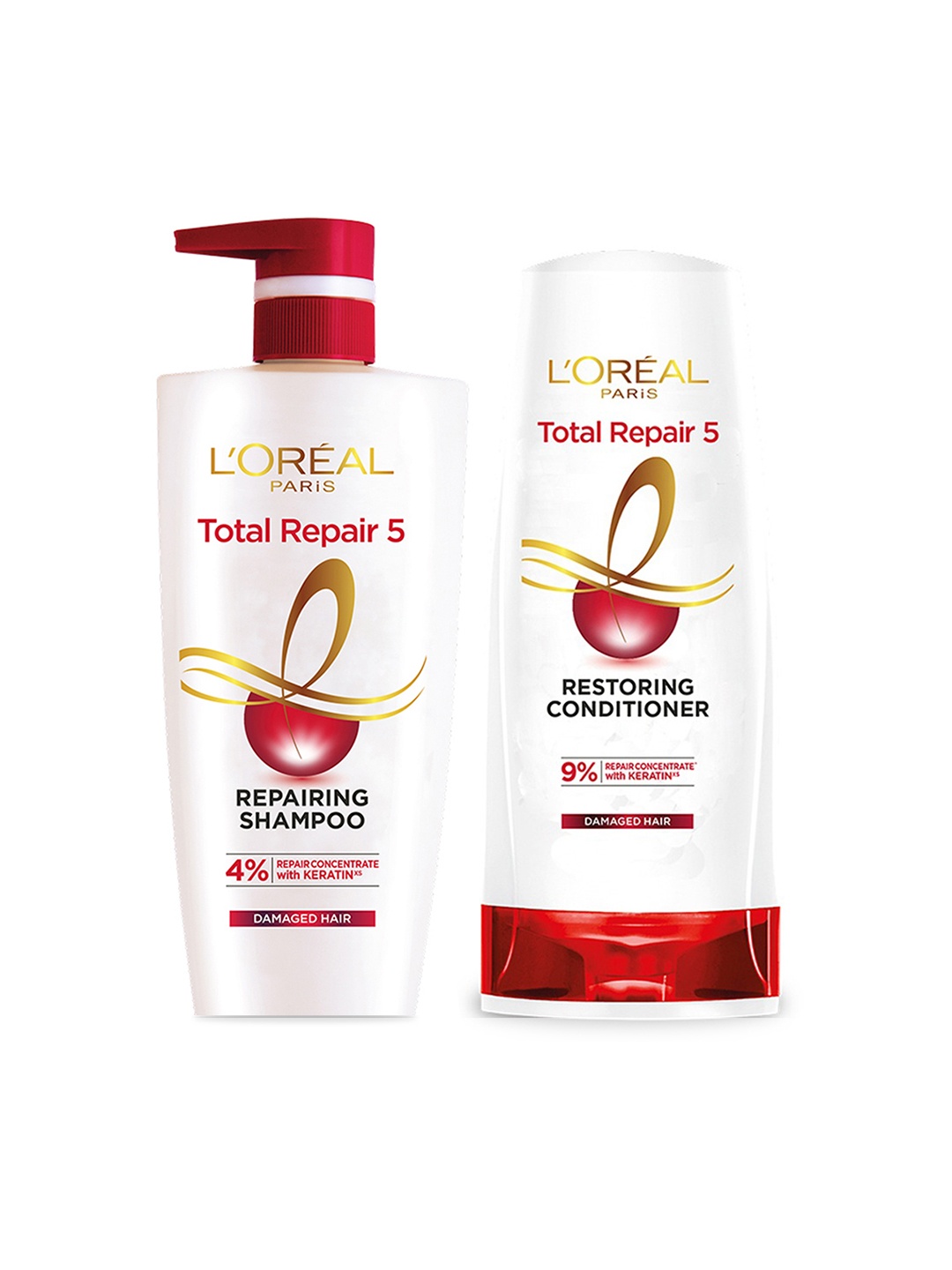 

LOreal Paris Set of Total Repair 5 Advanced Repairing Shampoo 650ml & Conditioner 71.5ml, Red