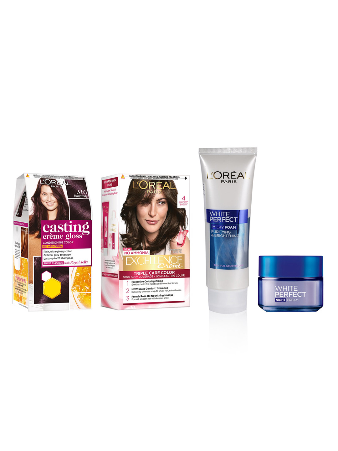 

Loreal Paris Set of 2 Hair Colour With Whitening Cream & Face Wash, Brown