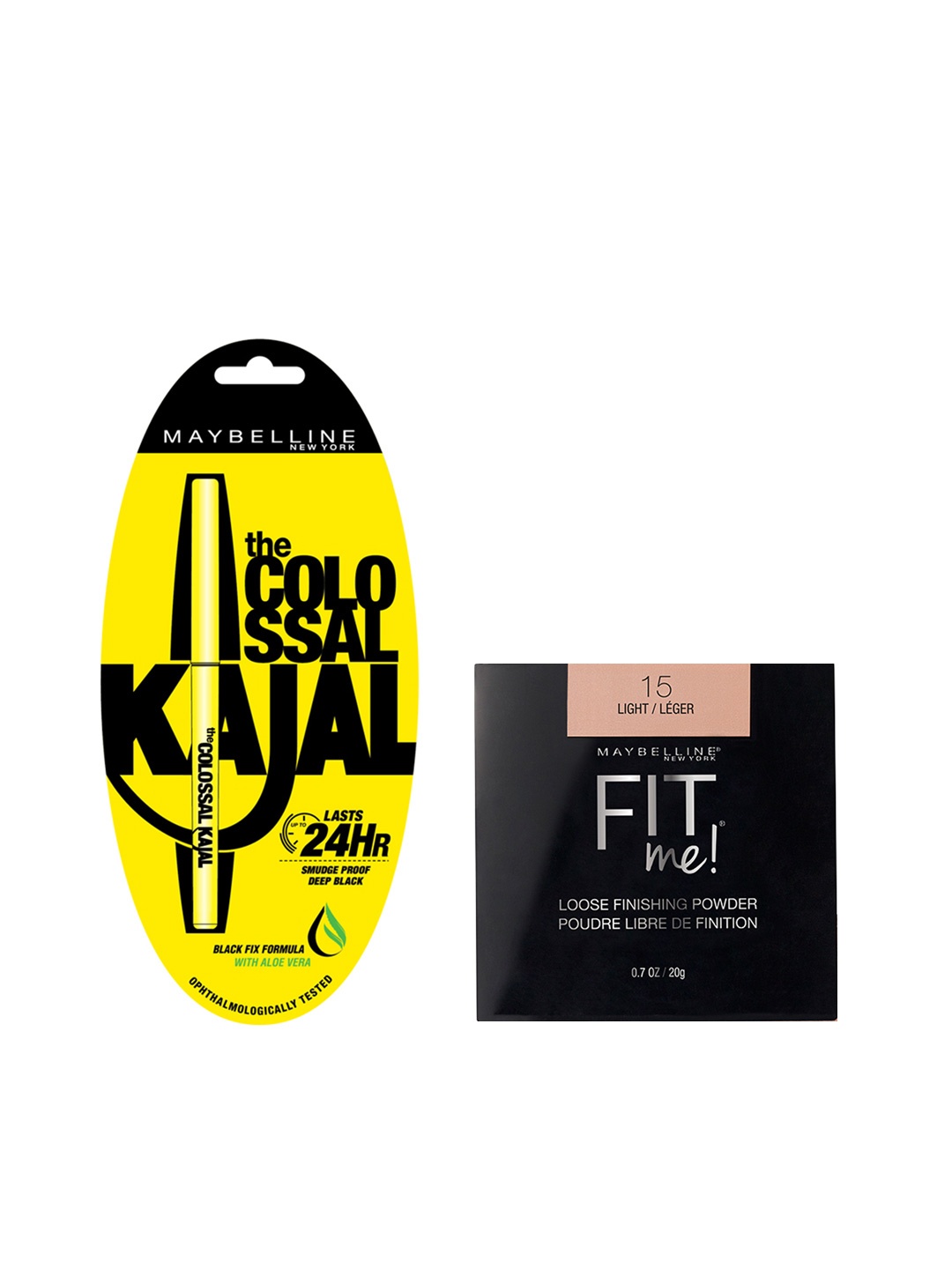 

Maybelline New York Set of 2 Colossal Kajal and Fit Me Loose Finishing Powder, Beige