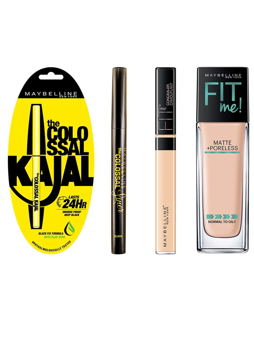 

Maybelline New York Set Of Kajal - Foundation - Concealer - Liner, Beige