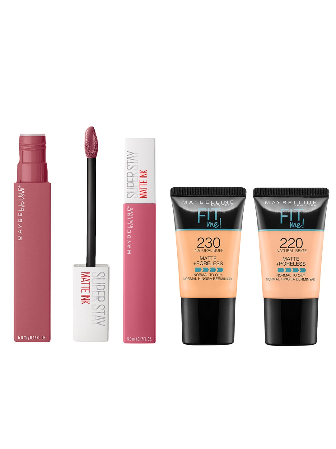 

Maybelline New York Super Stay Liquid Lipstick & Fit Me Matte Liquid Foundation, Pink