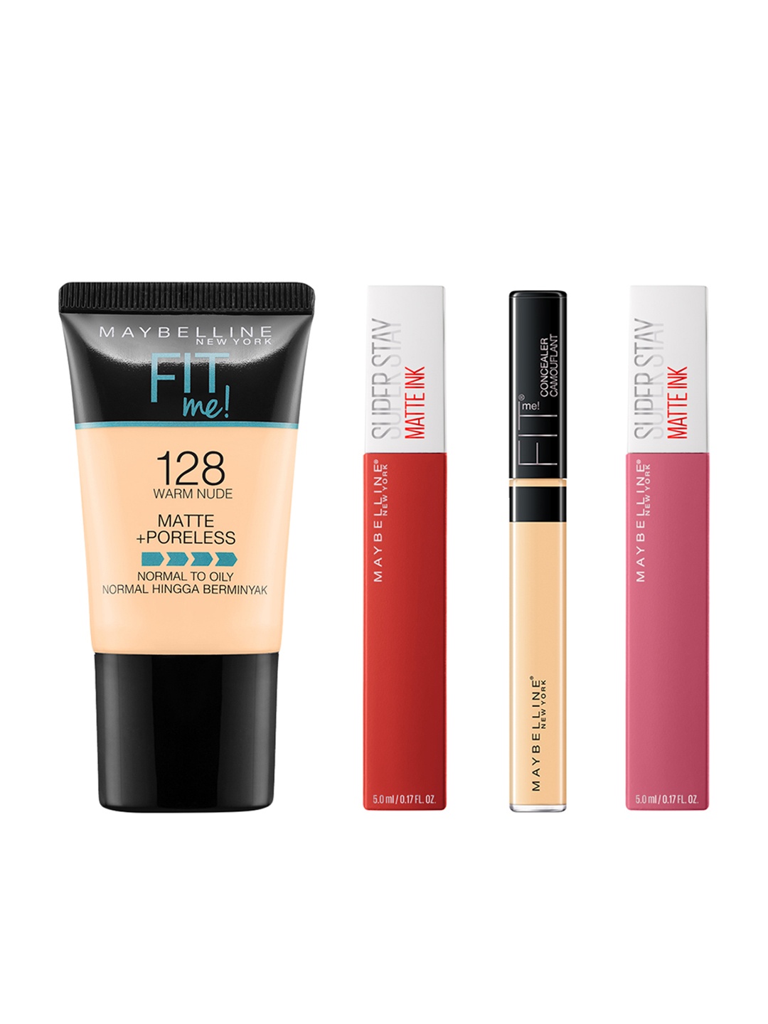 

Maybelline Set Of Foundation and Concealer with Super Stay Matte Ink Liquid Lipsticks, Beige