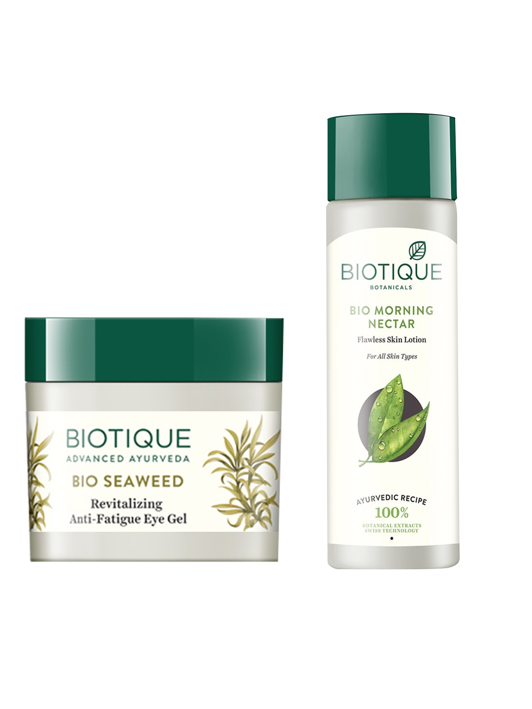 

Biotique Set Of Sustainable Sea Weed Anti-Fatigue Eye Gel & Morning Nectar Lotion, White