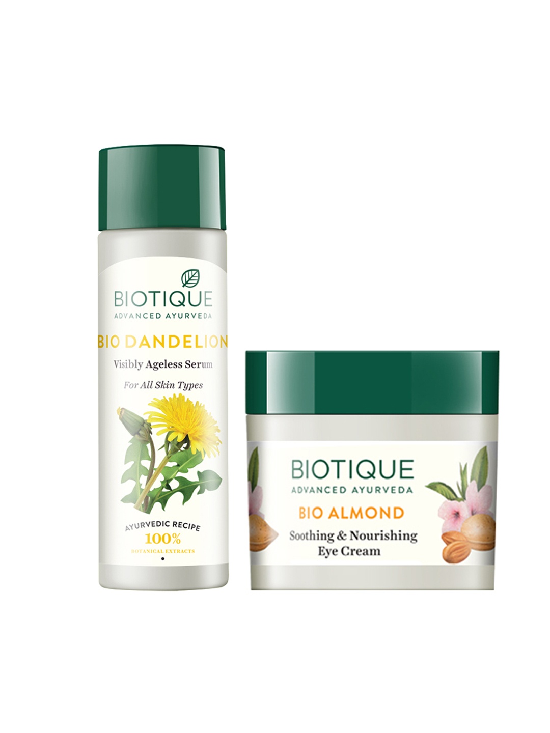 

Biotique Set Of Dandelion Lightening Serum & Almond Eye Cream, White