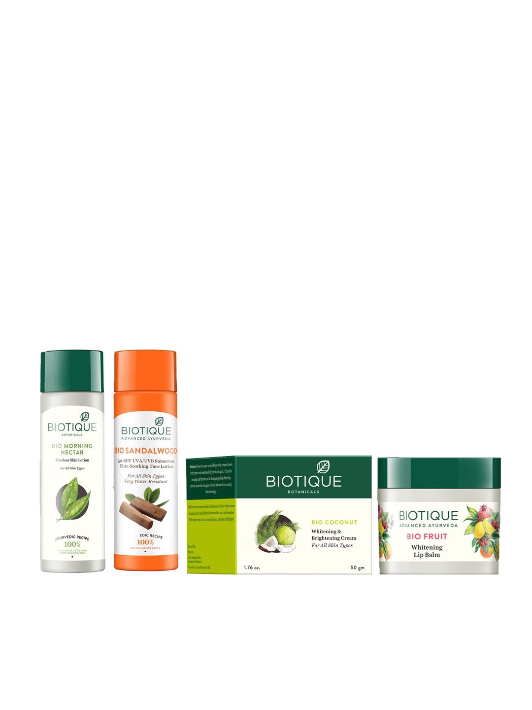 

Biotique Set Of Morning Nectar Lotion - Sunscreen Lotion - Brightening Cream - Lip Balm, White