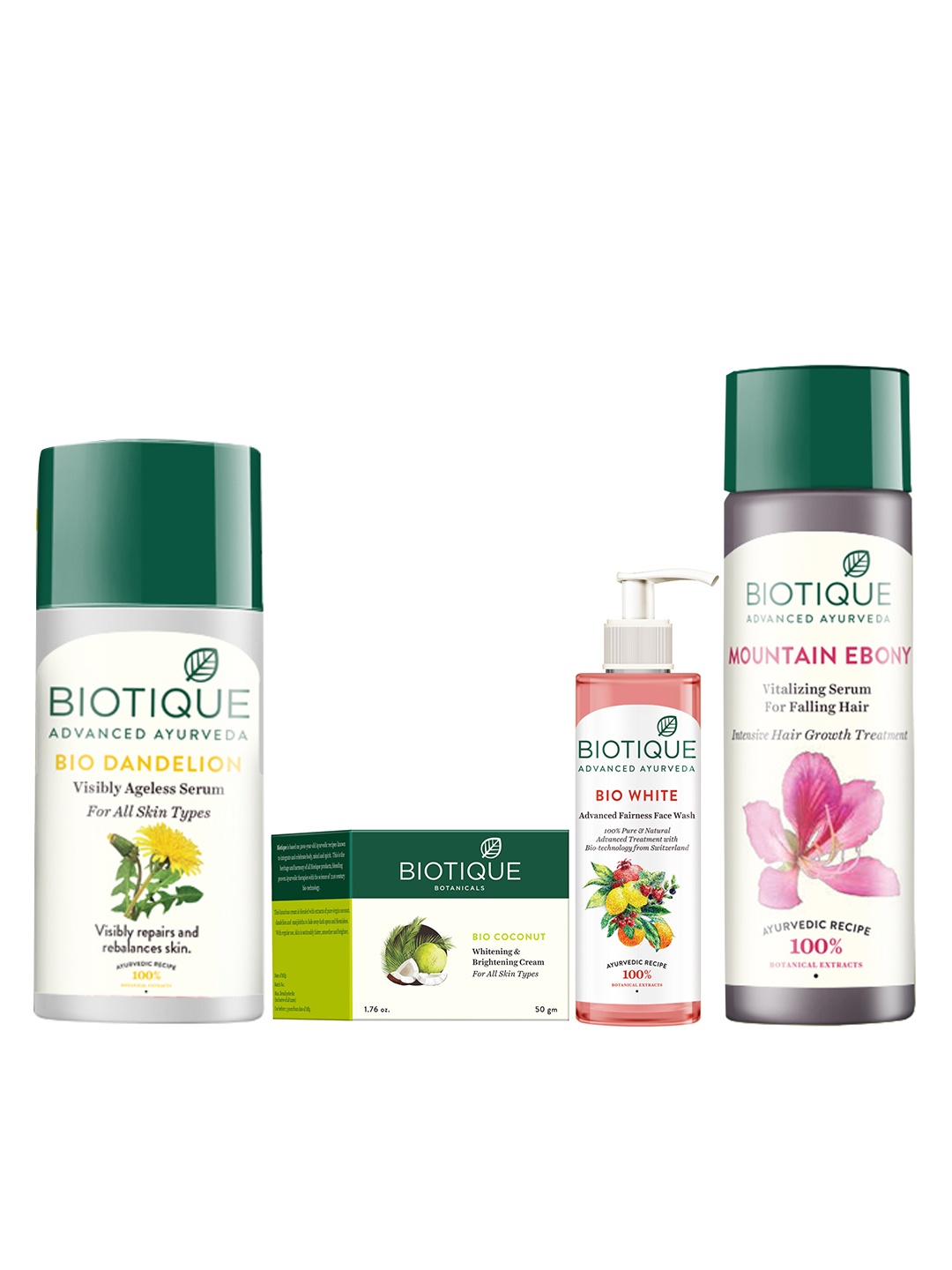 

Biotique Set Of Dandelion Serum - Brightening Cream - Fairness Face Wash - Hairfall Serum, Pink