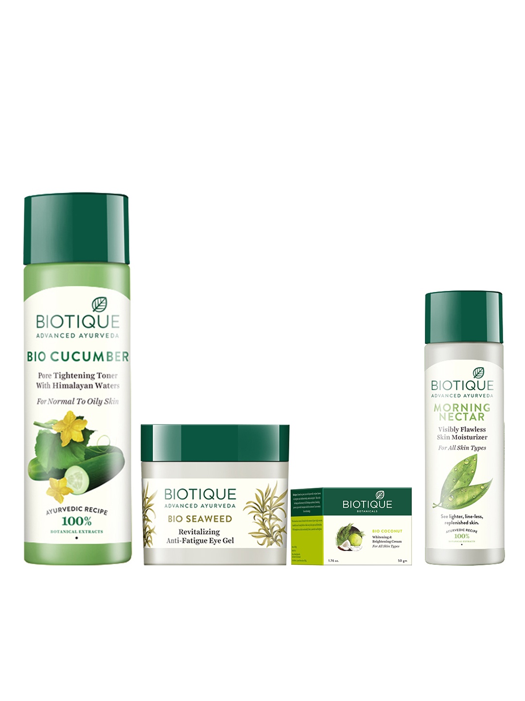 

Biotique Set Of Toner - Morning Nectar Lotion - Eye Gel - Brightening Cream, White