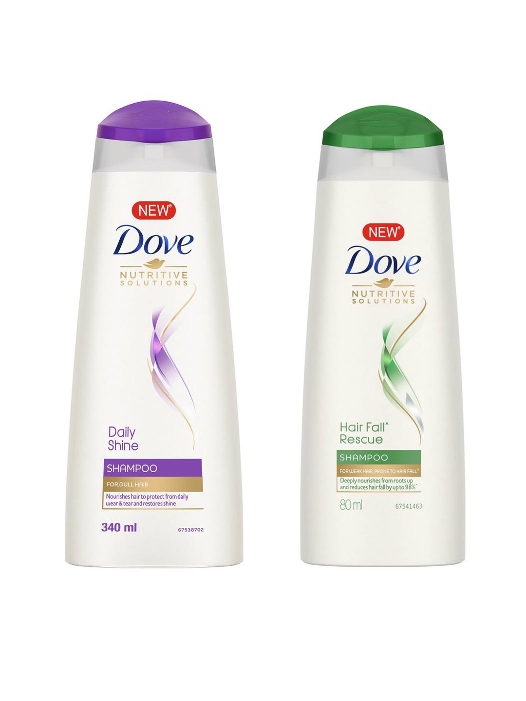 

Dove Set Of Daily Shine Shampoo & Hair Fall Rescue Shampoo, White