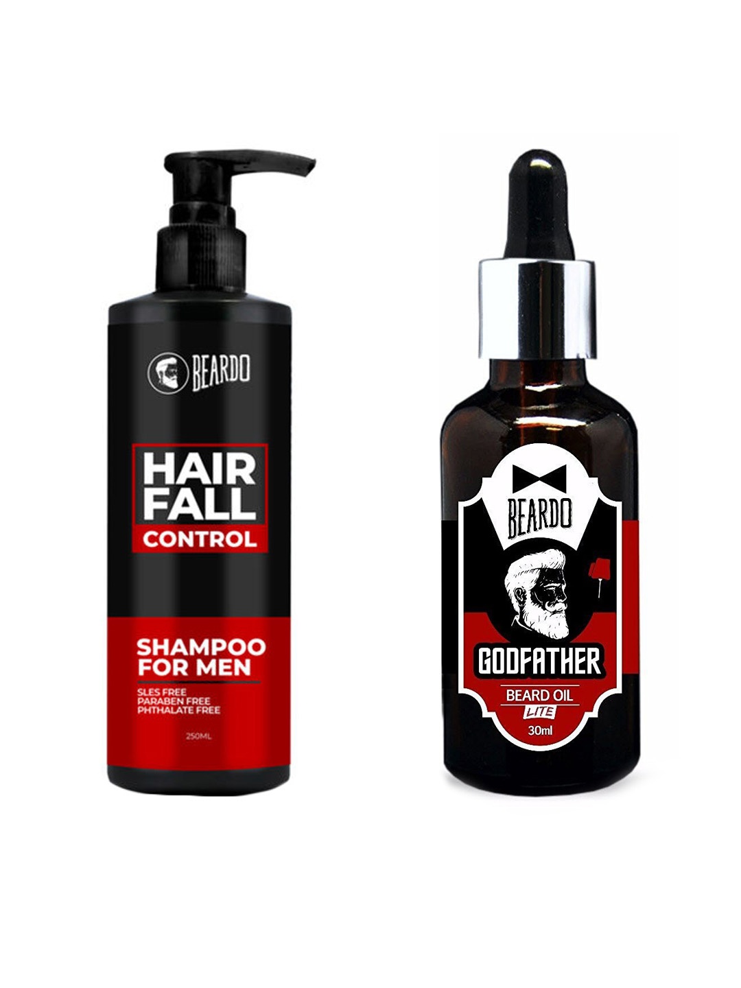 

BEARDO Men Set of Hair Fall Control Shampoo & Godfather Beard Oil, Black