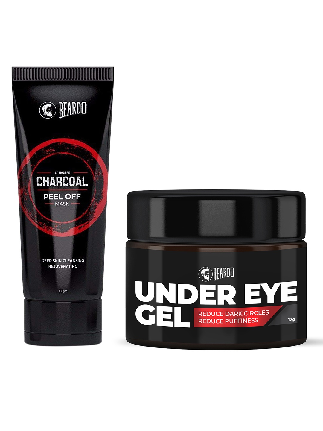 

BEARDO Men Set of Under Eye Gel & Activated Charcoal Peel Off Mask, Black