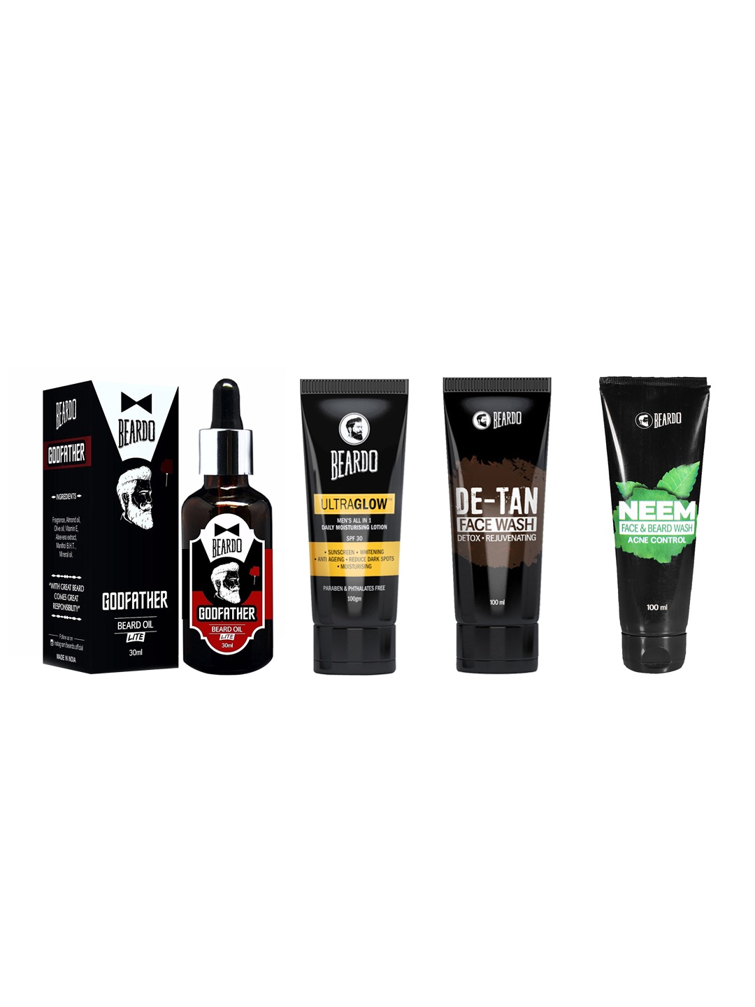 

BEARDO Men Set Of 4 Face Kit, Black