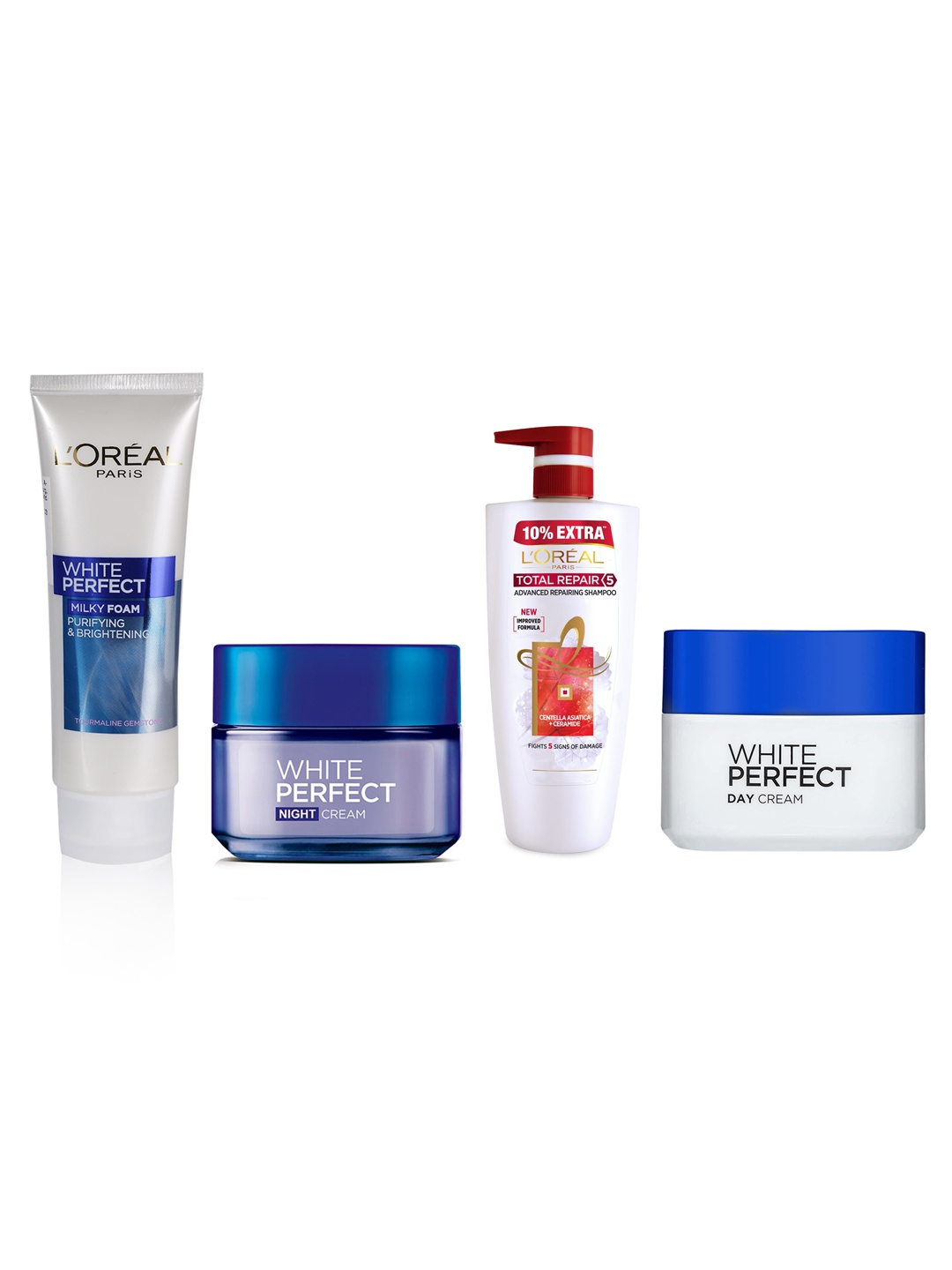 

LOreal Paris Pack Of 4 Shampoo & Cream & Face Wash Combo Set, White