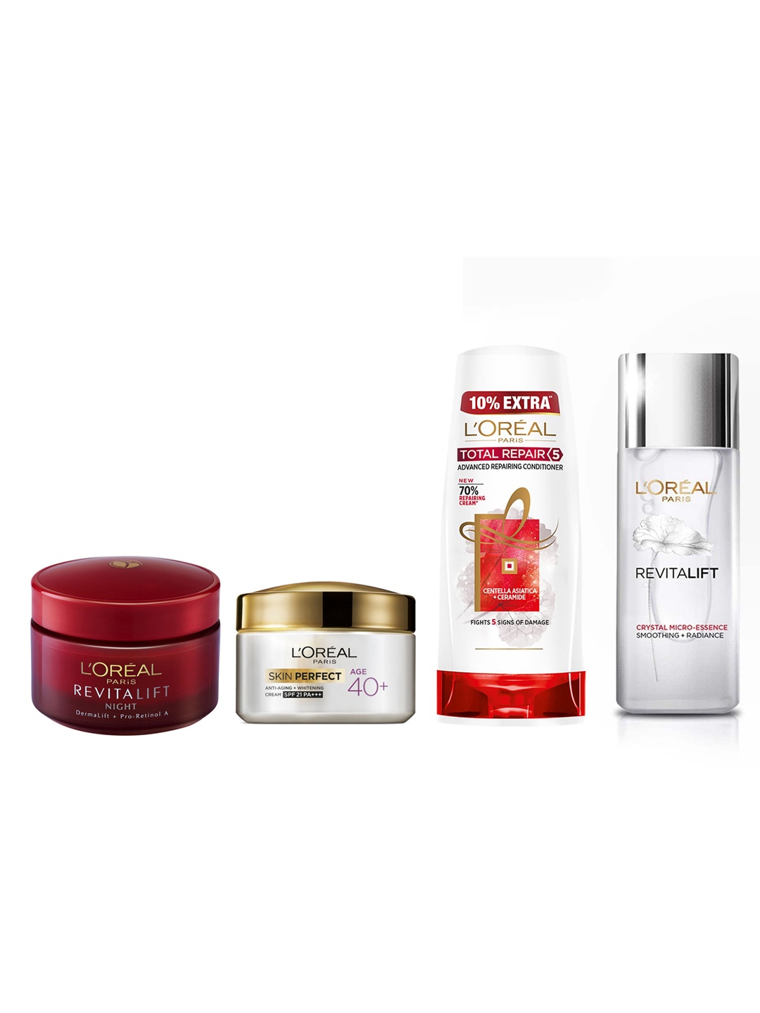 

LOreal Set of Revitalift Night Cream & Face Serum with Age 40+ Cream & Conditioner, White