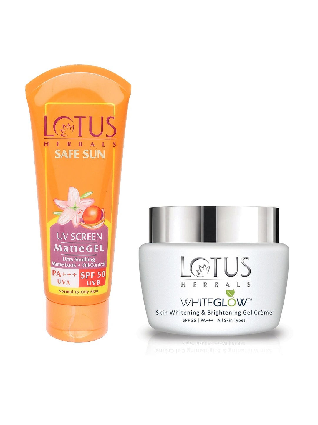 

Lotus Herbals Set of Sustainable SPF 50 Sunscreen & SPF 25++ Gel Creme, Orange