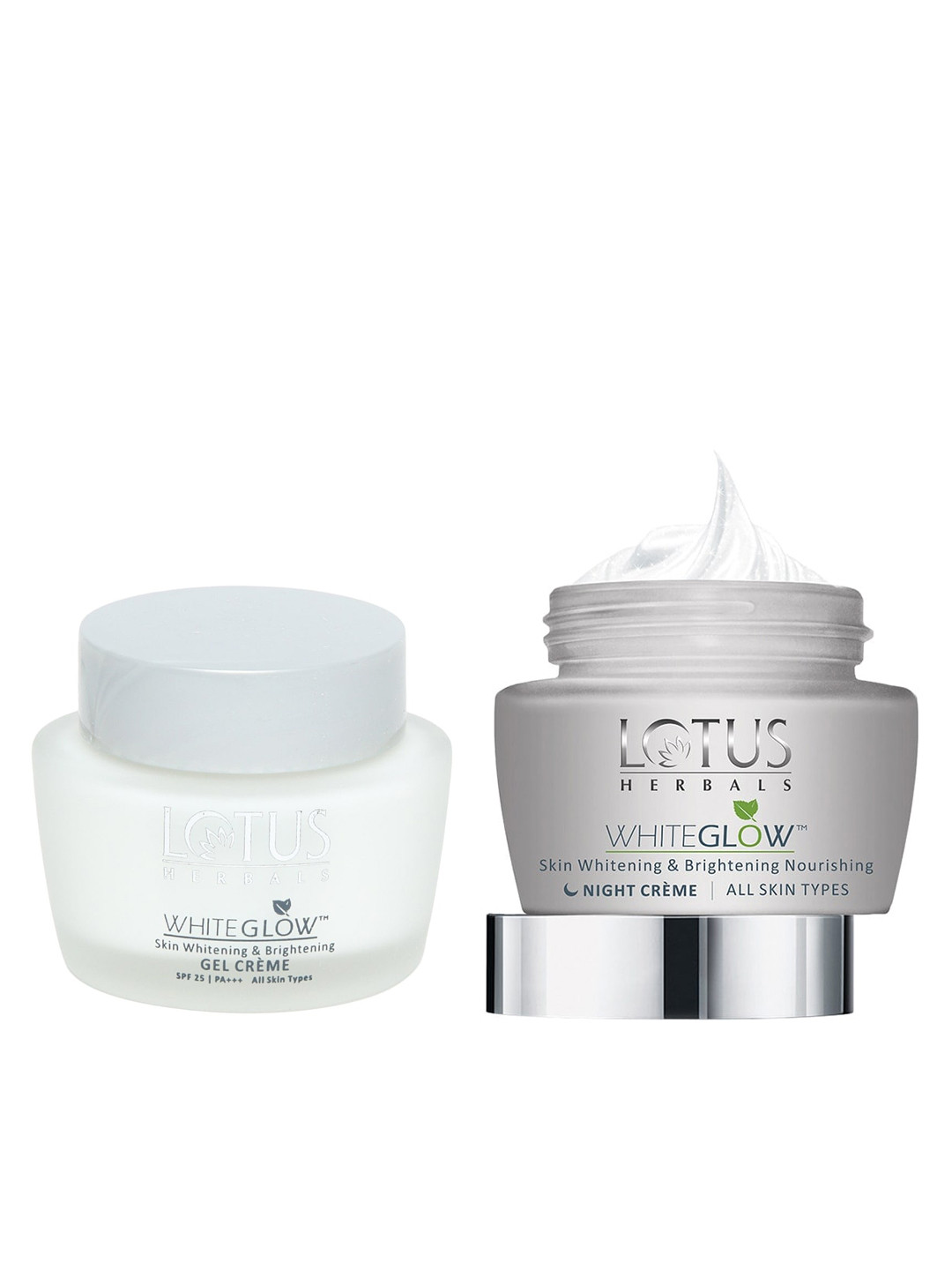 

Lotus Herbals Set of Sustainable White Glow SPF 25 Gel Creme & Night Creme
