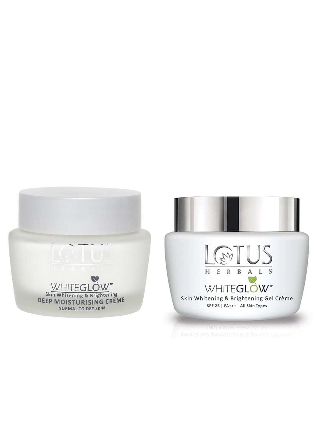 

Lotus Herbals Set of Sustainable White Glow SPF 20 Moisturising Creme & SPF 25 Gel Creme