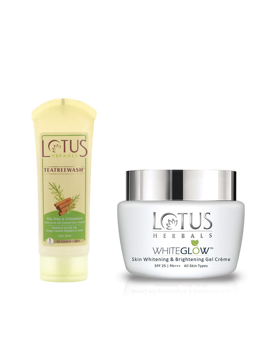 

Lotus Herbals Set of Sustainable Whiteglow SPF 25++ Gel Creme & Oil Control Face Wash, White