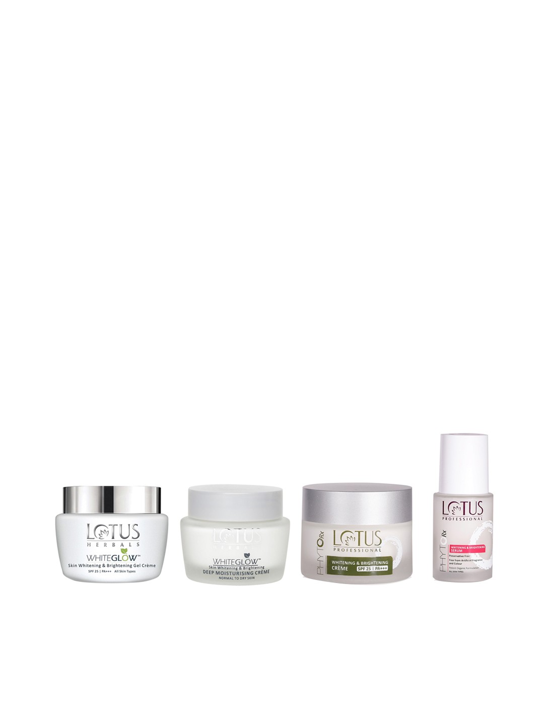 

Lotus Herbals Women Skin Gel Creme, Moisturising Creme, PHYTO-Rx Creme & Unisex Face Serum, White