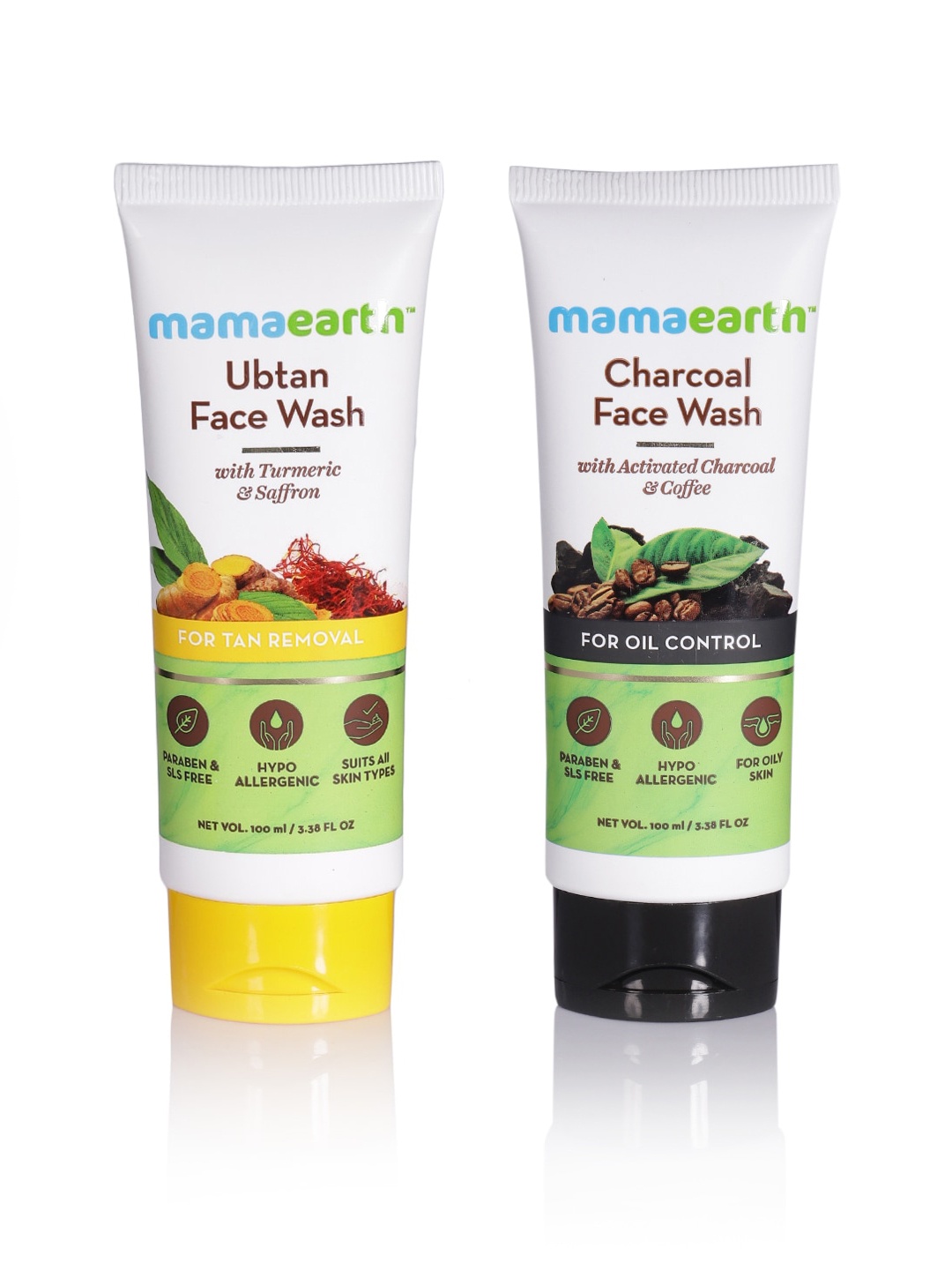 

Mamaearth Unisex Set of Ubtan & Charcoal Sustainable Face Wash, White