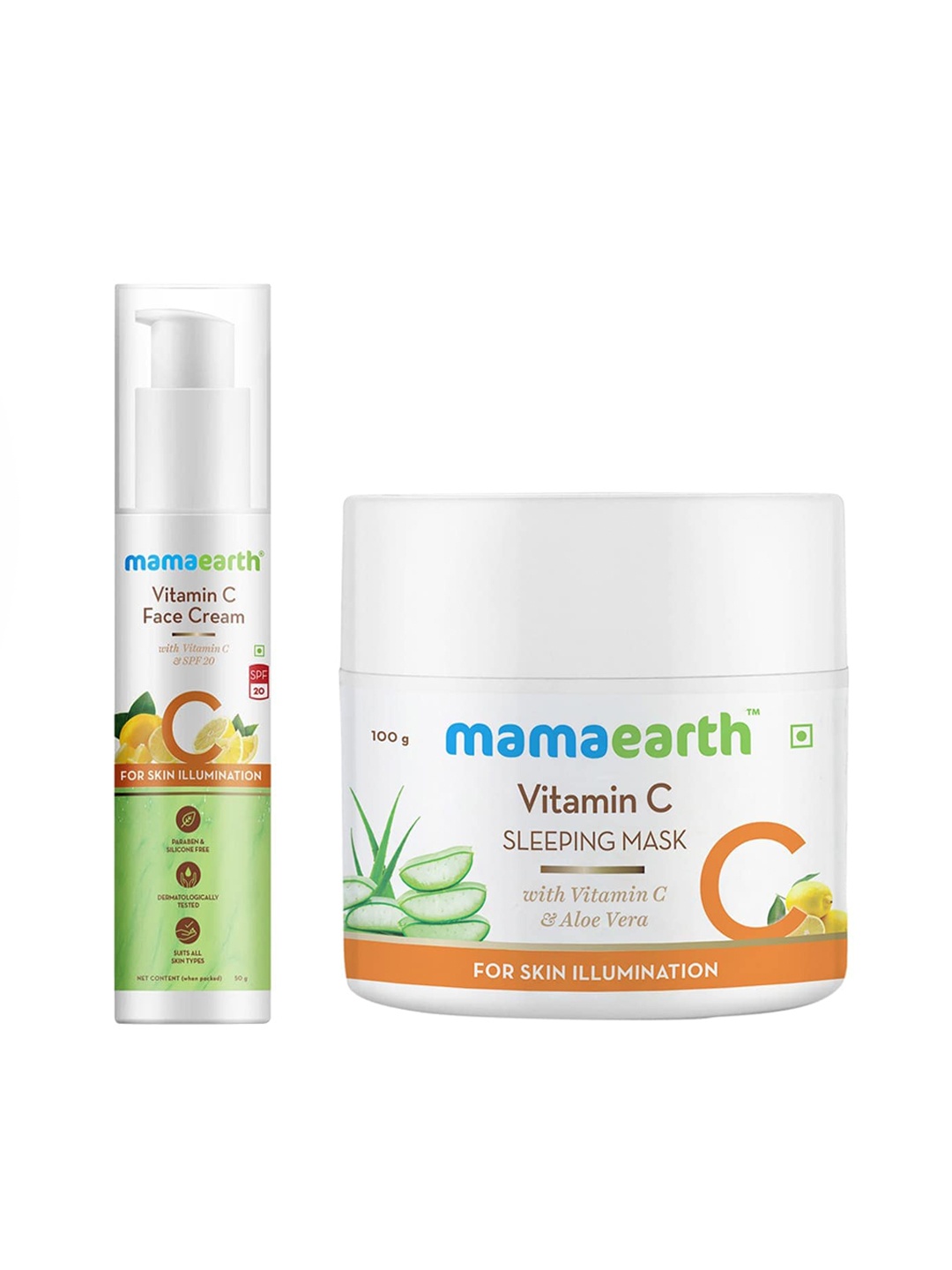 

Mamaearth Unisex Set of Vitamin C Face Cream & Sleeping Face Mask, White