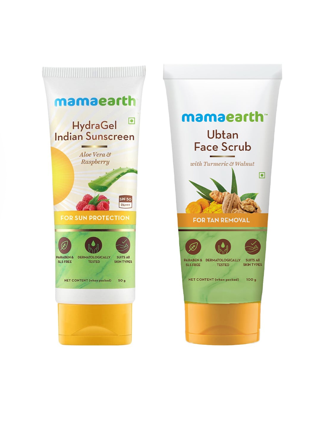 

Mamaearth Unisex Set of SPF 50 Sunscreen & Ubtan Face Scrub, White