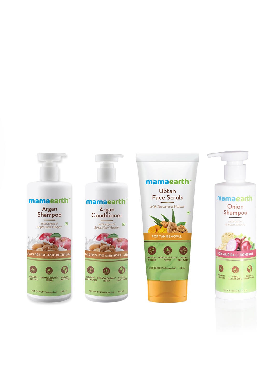 

Mamaearth Unisex Set of Sustainable Shampoos, Conditioner & Ubtan Face Scrub, White