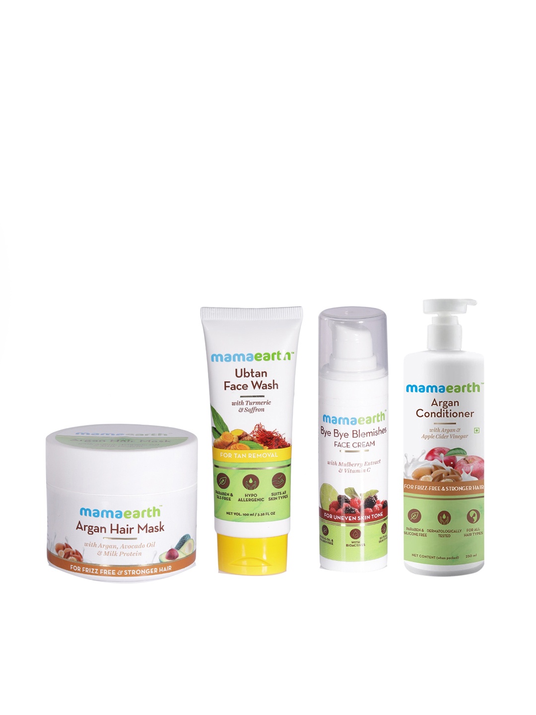 

Mamaearth Unisex Set of Face Wash, Face Cream, Hair Mask & Hair Conditioner, White