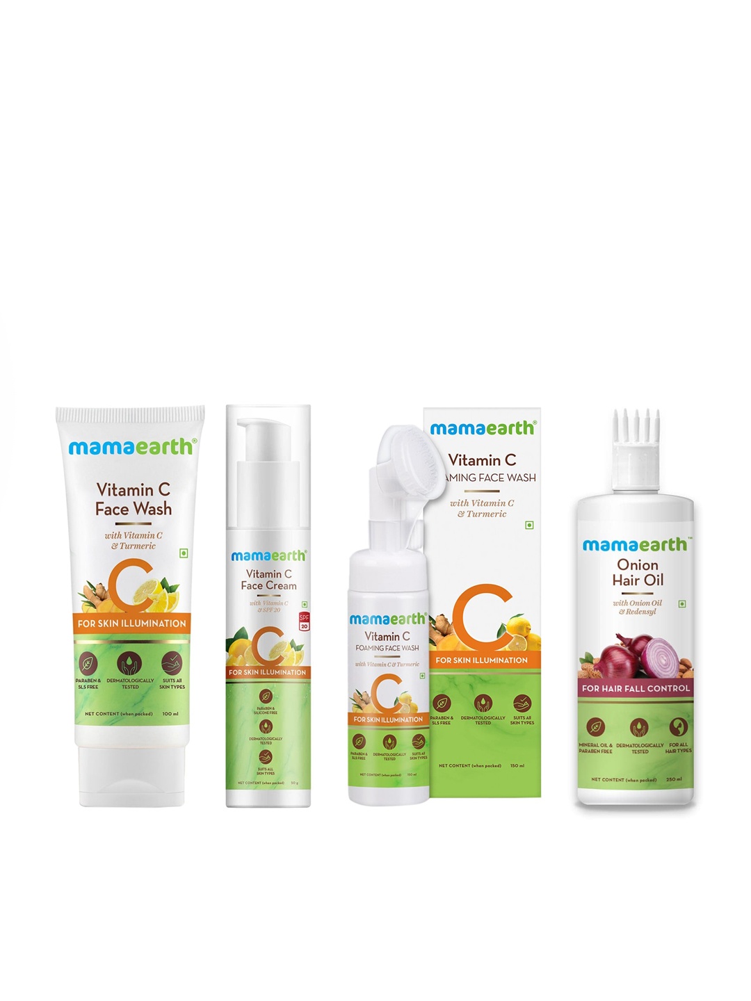 

Mamaearth Unisex Set of 2 Face Washes, Face Cream & Hair Oil, White