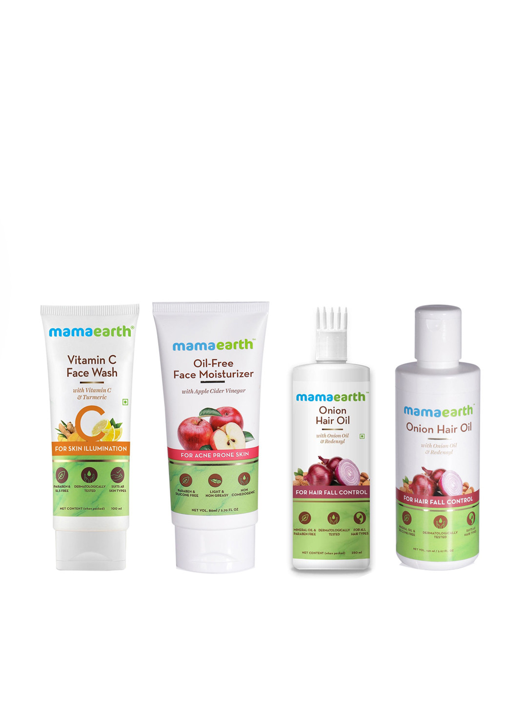 

Mamaearth Unisex Set of 2 Hair Oils, Face Cream & Face Wash, Off white