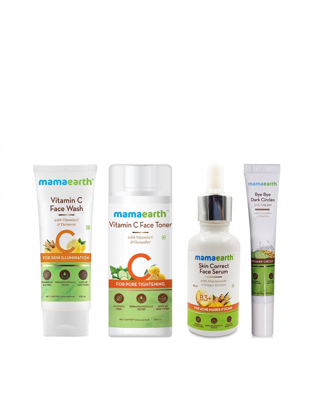 

Mamaearth Unisex Set of Face Wash, Face Serum, Face Toner & Eye Cream, White