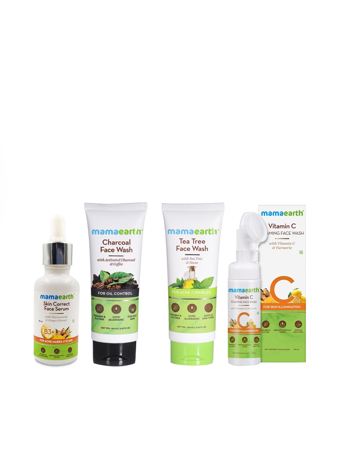 

Mamaearth Unisex Set of 3 Face Washes & Face Serum, White