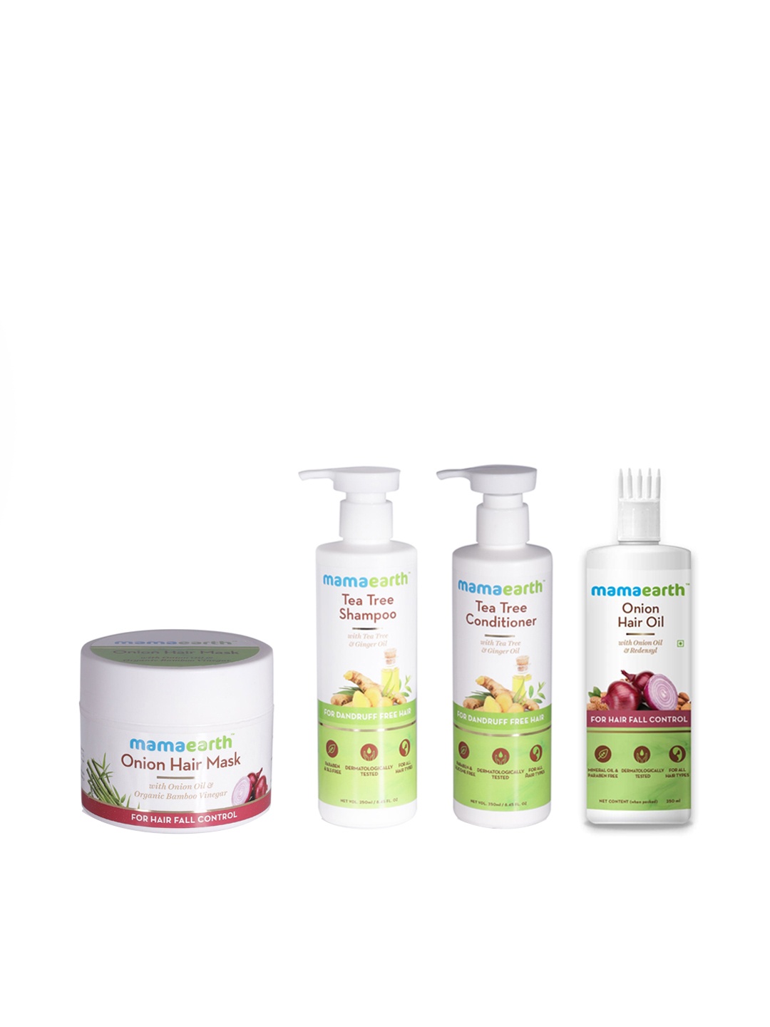 

Mamaearth Sustainable Set of Hair Mask & Onion Hair Oil with Shampoo & Conditioner, White