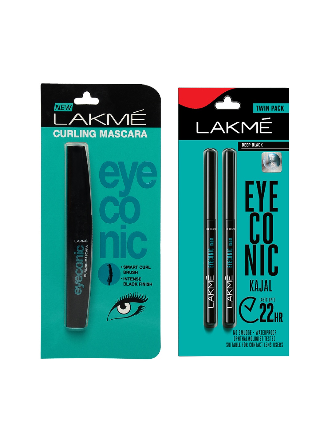 

Lakme Set Of Eyeconic Curling Mascara & 2 Eyeconic Kajal, Black