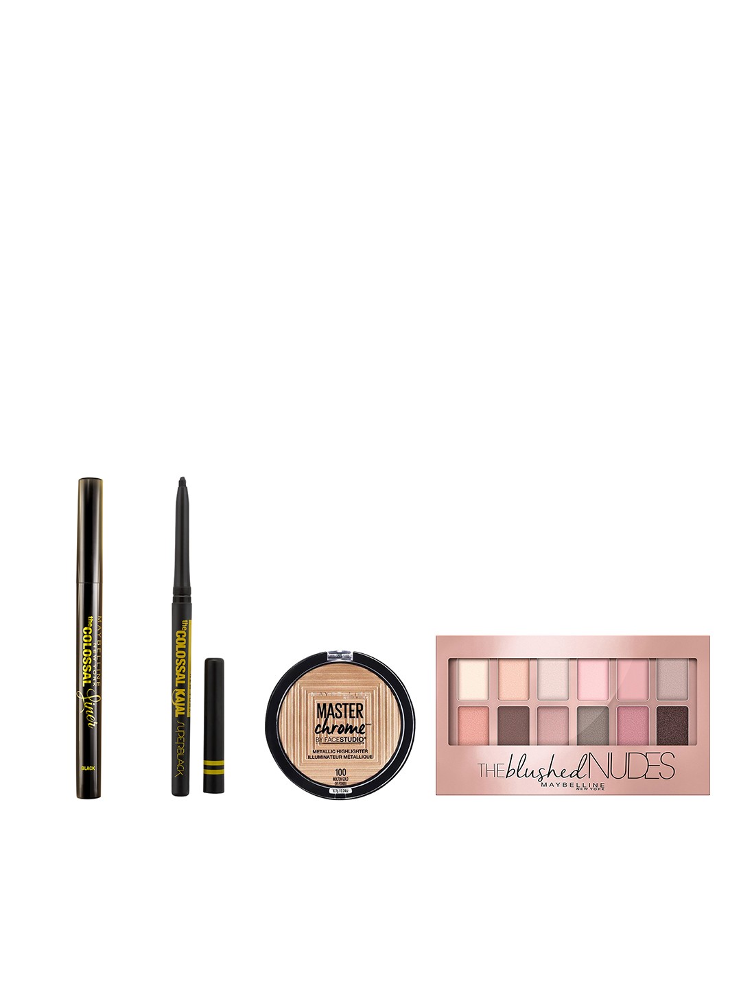 

Maybelline New York Set Of Chrome Highlighter - Colossal Eyeliner - Kajal - Eyeshadow, Multi