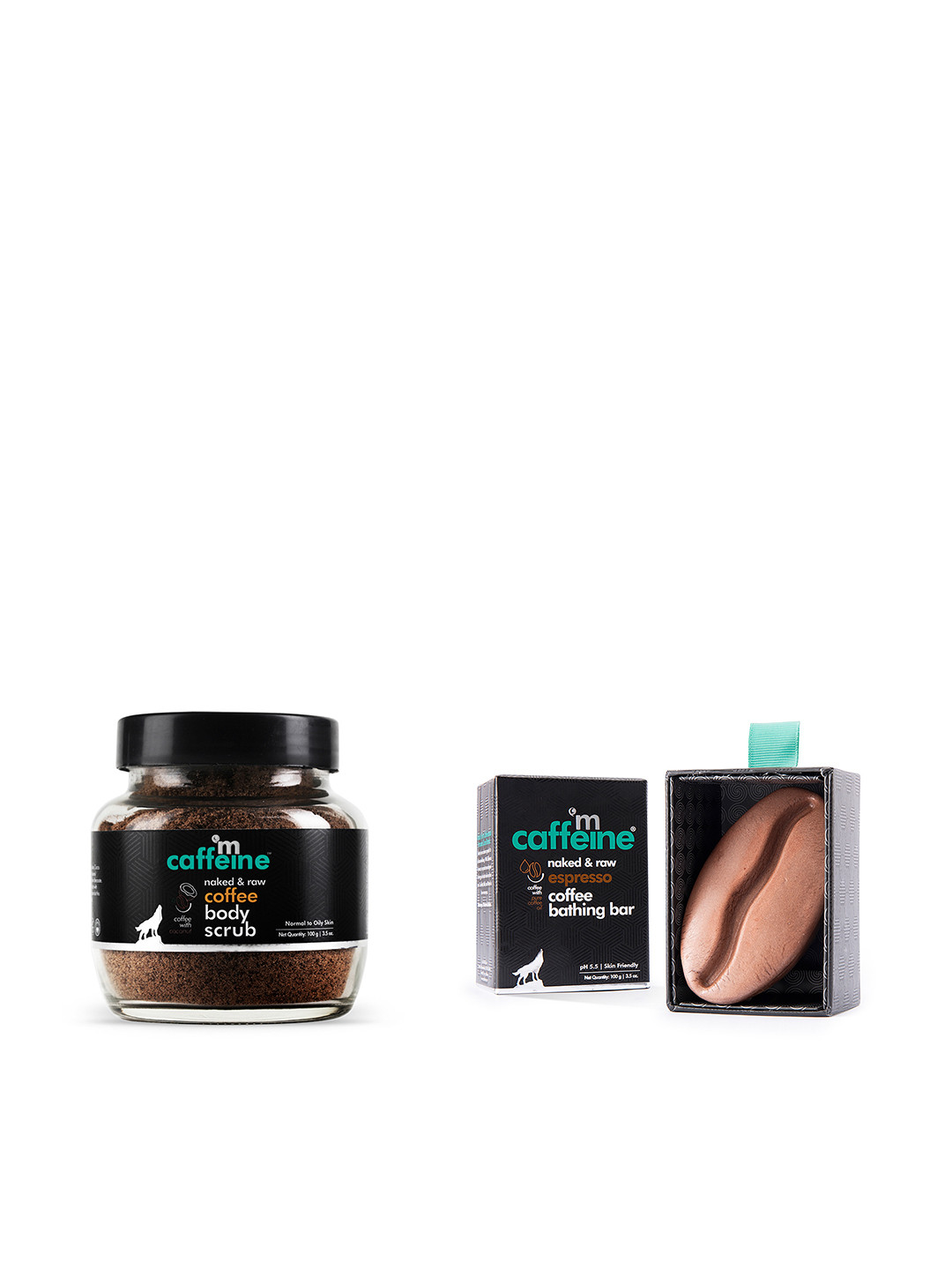 

MCaffeine Set Of Naked & Raw Coffee Bathing Bar Soap & Body Scrub, Brown