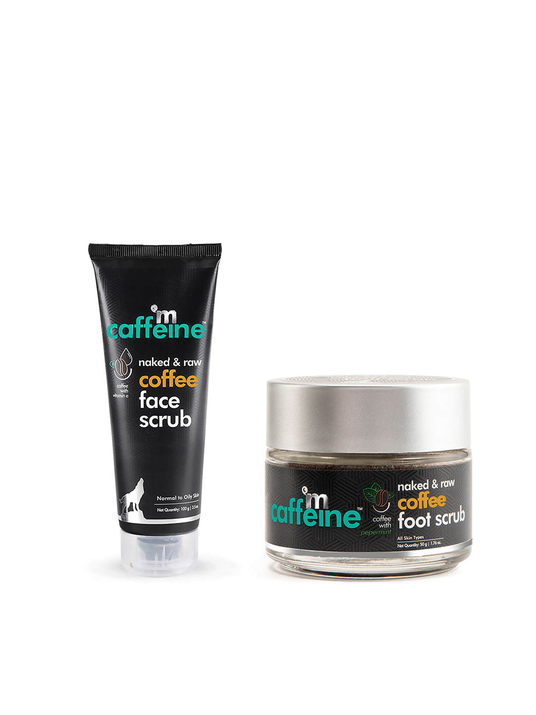 

MCaffeine Set Of Naked & Raw Coffee Face Scrub & Foot Scrub, Black